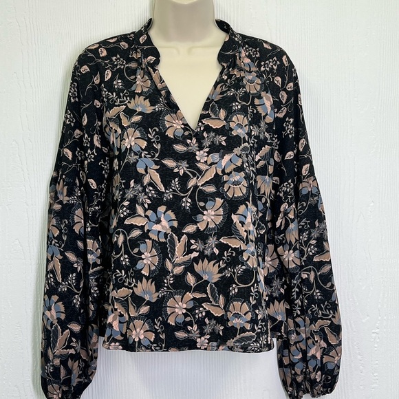 EVEREVE - Reese Floral Mix Print Boho Cottage Core Long Sleeve Blouse Size XS - Picture 2 of 12